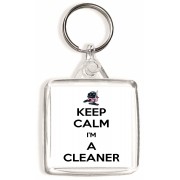 Keep Calm I'm a Cleaner - Square Keyring