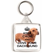 Keep Calm and Love Your Dachshund - Square Keyring