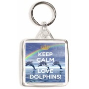 Keep Calm and Love Dolphins! - Square Keyring