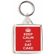 Keep Calm and Eat Cake - Square Keyring