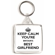 Keep Calm You're Britain's Best Girlfriend - Square Keyring