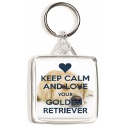 Keep Calm and Love Your Golden Retriever - Square Keyring
