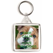 Keep Calm and Love Bulldogs - Square Keyring
