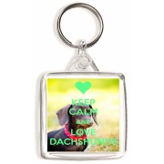 Keep Calm and Love Dachshunds- Square Keyring