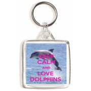 Keep Calm and Love Dolphins - Square Keyring