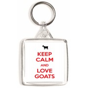 Keep Calm and Love Goats - Square Keyring