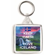 Keep Calm and Love Iceland - Square Keyring