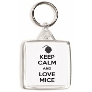 Keep Calm and Love Mice - Square Keyring