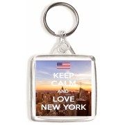 Keep Calm and Love New York - Square Keyring