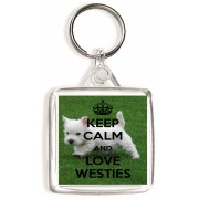 Keep Calm and Love Westies - Square Keyring