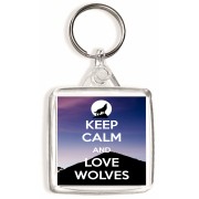 Keep Calm and Love Wolves - Square Keyring