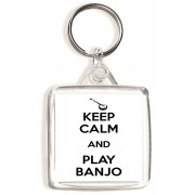 Keep Calm and Play Banjo - Square Keyring