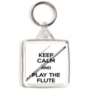 Keep Calm and Play the Flute - Square Keyring