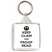 Keep Clam and Proof Read - Square Keyring