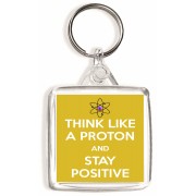 Think Like a Proton and Stay Positive - Square Keyring