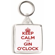 Keep Calm It's Gin O'clock - Square Keyring