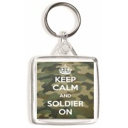Keep Calm and Soldier On - Square Keyring
