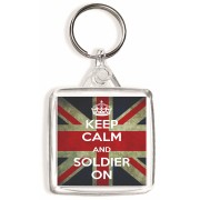 Keep Calm and Soldier On - Square Keyring