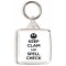 Keep Clam and Spell Check - Square Keyring
