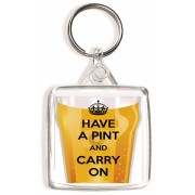 Have a Pint and Carry On - Square Keyring