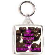 Keep Calm and Eat Chocolate - Square Keyring