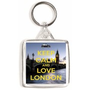 Keep Calm and Love London - Square Keyring
