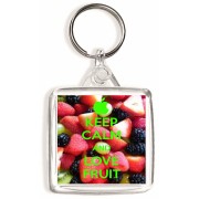 Keep Calm and Love Fruit - Square Keyring