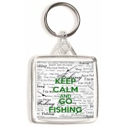 Keep Calm and Go Fishing - Square Keyring