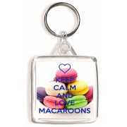 Keep Calm and Love Macaroons - Square Keyring