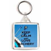 Keep Calm and Love Archery - Square Keyring