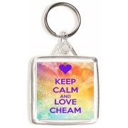 Keep Calm and Love Cheam - Square Keyring