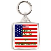 Keep Calm I'm American - Square Keyring