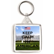 Keep Calm I'm American - Square Keyring