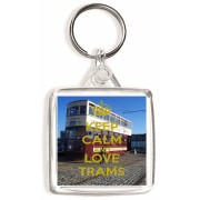 Keep Calm and Love Trams - Square Keyring