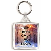 Keep Calm and Love Snow - Square Keyring