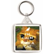 I'm Calm I Have a Cat - Square Keyring