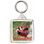 Keep Calm and Love Badgers - Square Keyring