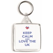 Keep Calm and Love the UK - Square Keyring
