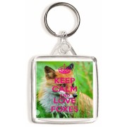 Keep Calm and Love Foxes - Square Keyring