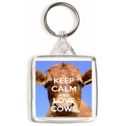Keep Calm and Love Cows - Square Keyring