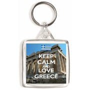 Keep Calm and Love Greece - Square Keyring