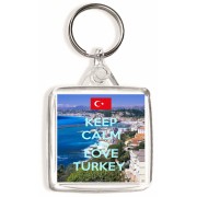 Keep Calm and Love Turkey - Square Keyring