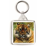 Keep Calm and Love Tigers - Square Keyring
