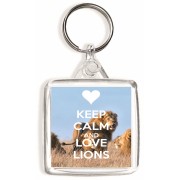 Keep Calm and Love Lions - Square Keyring