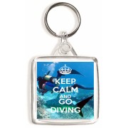 Keep Calm and Go Diving - Square Keyring