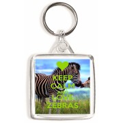 Keep Calm and Love Zebras - Square Keyring