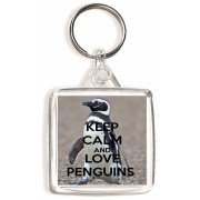 Keep Calm and Love Penguins - Square Keyring