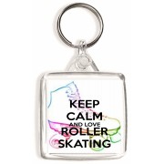 Keep Calm and Love Roller Skating - Square Keyring