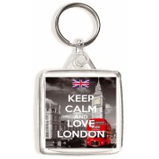Keep Calm and Love London - Square Keyring