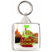 Keep Calm and Love Cooking - Square Keyring